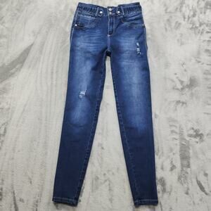 Tissini Jeans Womens 5 Blue Distressed High Rise Skinny Columbian Butt Lifting